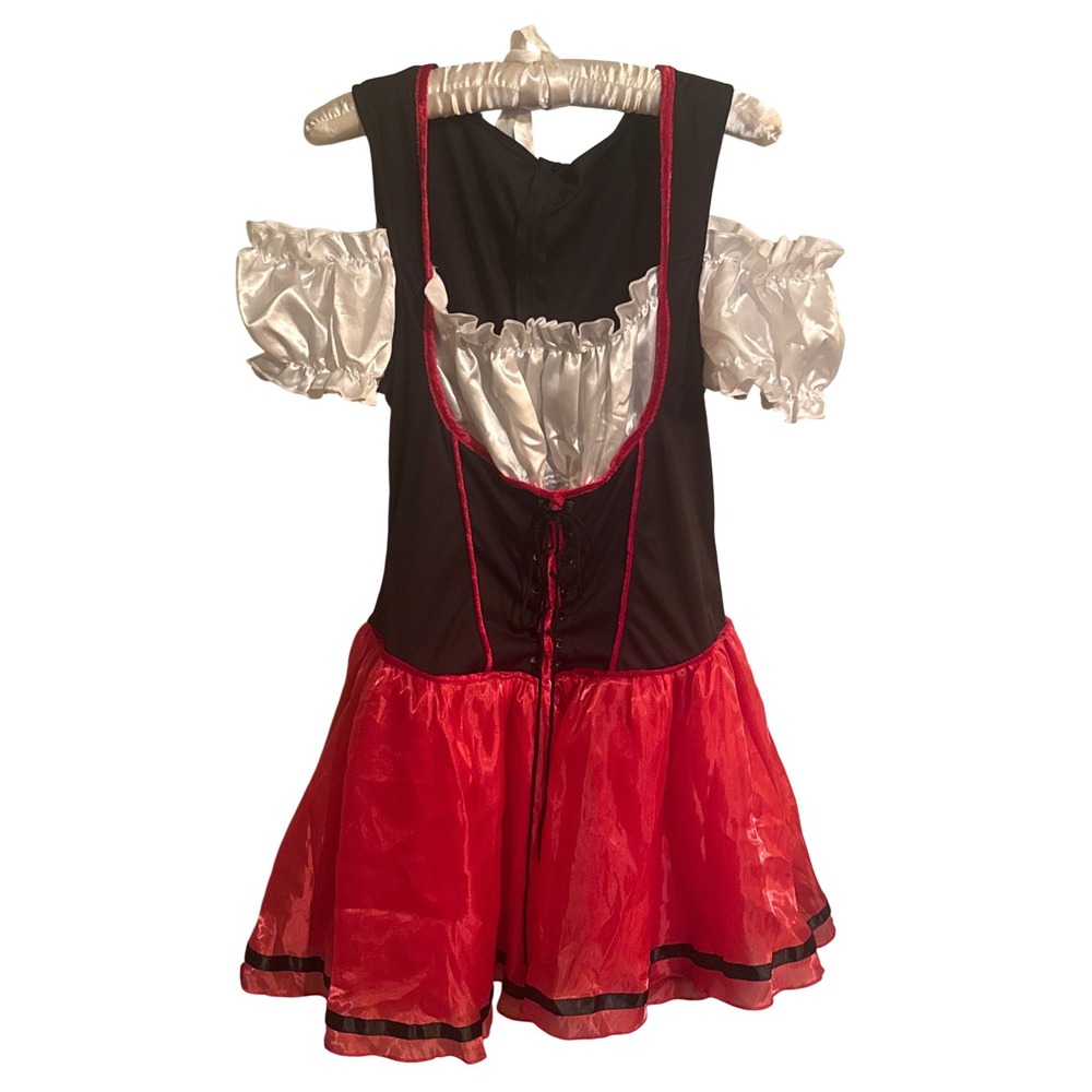 Red Riding Hood Beer Maid Pirate Dress Halloween Costume Satin Velvet Trim Sz